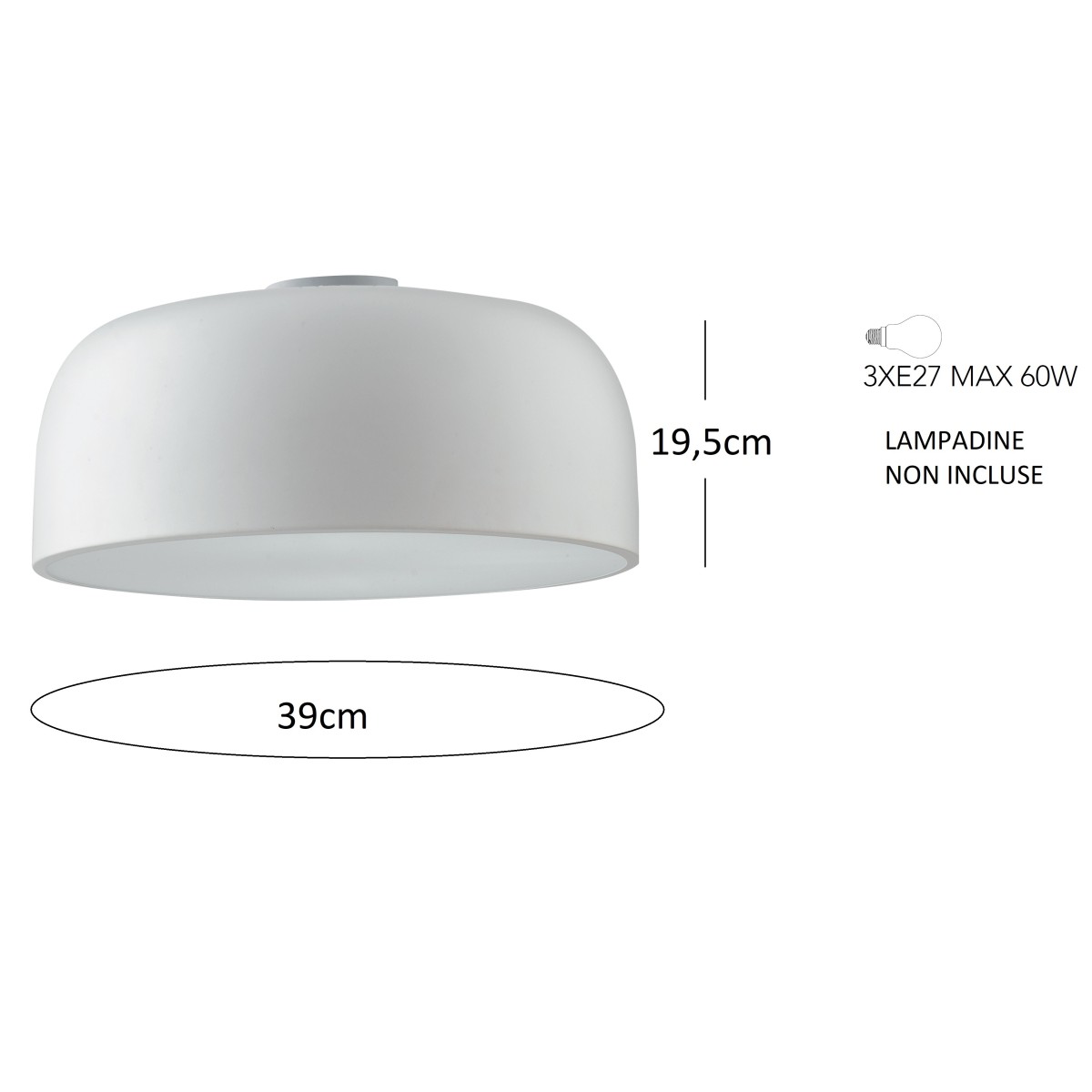 Plafoniera Lampada da soffitto  BISTROT design moderno bianca 3x E27