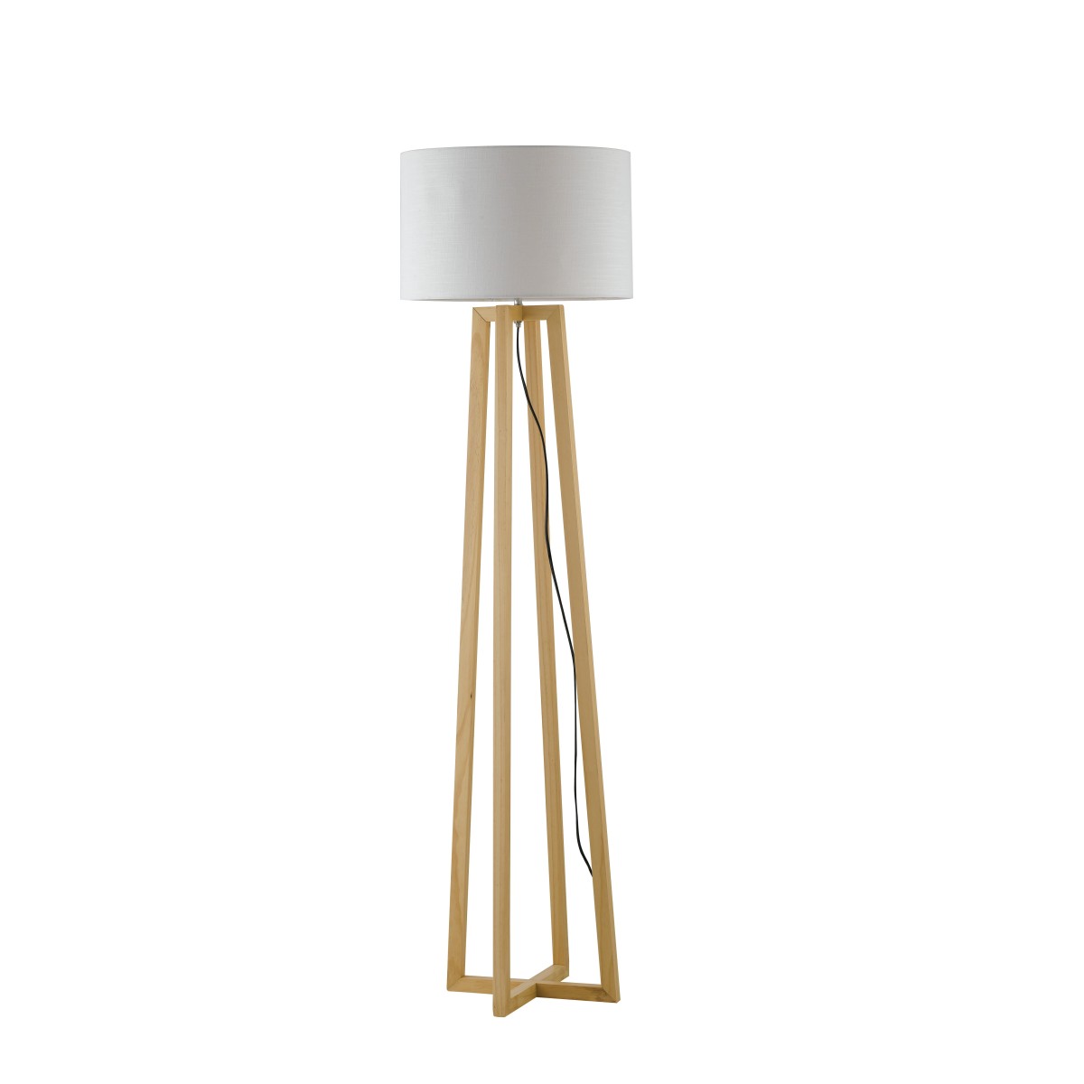 Lampadaire Berry en bois naturel et abat-jour en tissu h.165