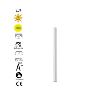 Lampadario da soffitto sospensione OBOE in alluminio tubo bianco trifase Led Cob 3000K