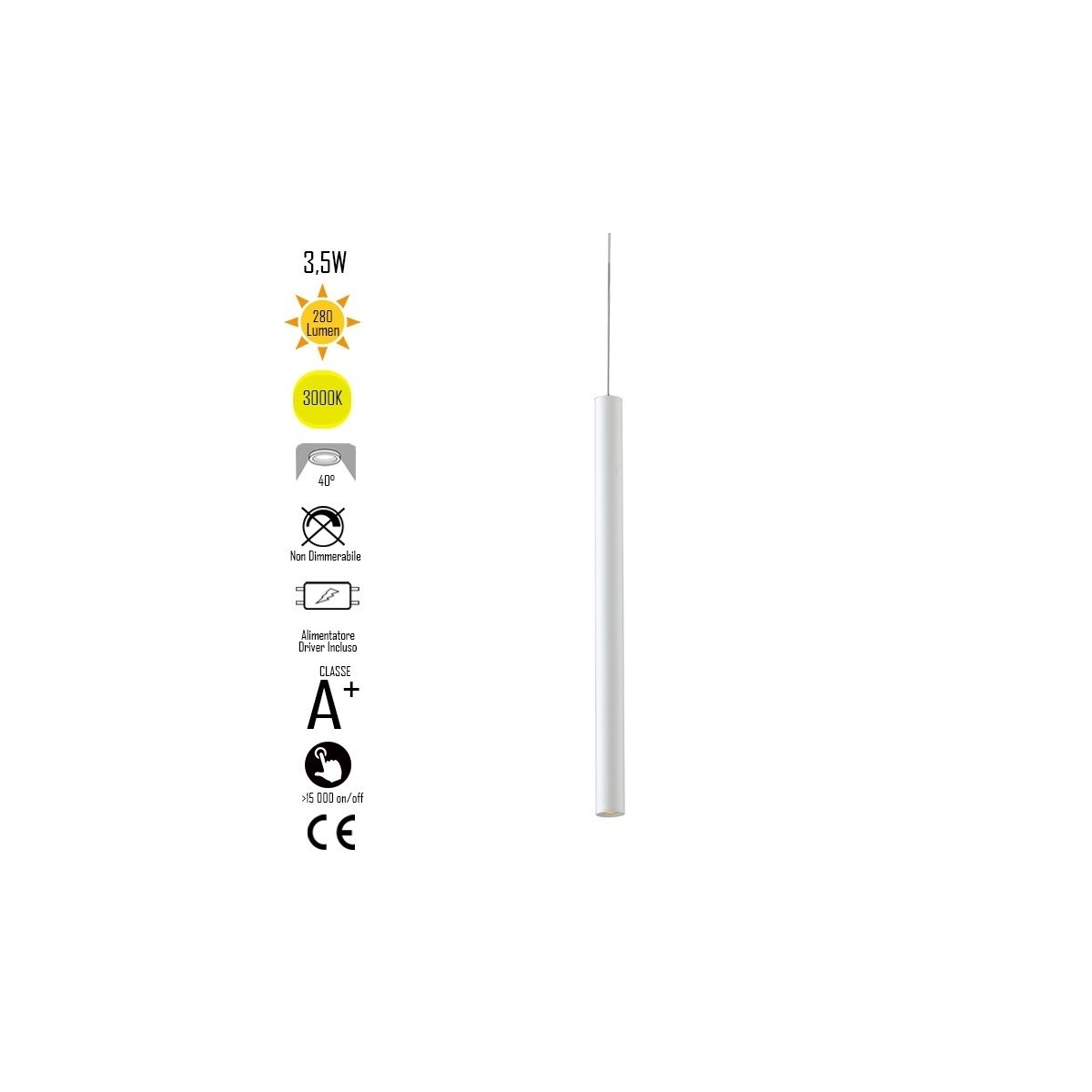 OBOE-Hängedeckenleuchter aus dreiphasigem weißem Aluminiumrohr mit Led Cob 3000K