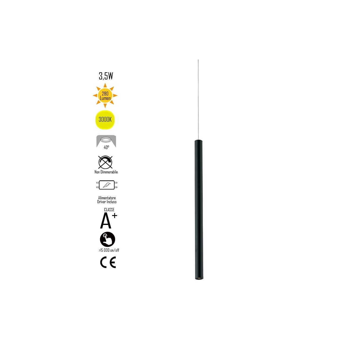 OBOE Hängedeckenleuchter aus dreiphasigem schwarzem Aluminiumrohr Led Cob 3000K