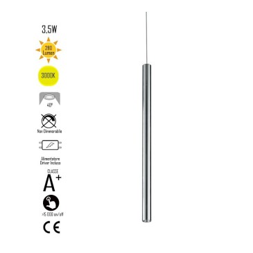 OBOE Hängedeckenleuchter aus dreiphasigem verchromtem Aluminiumrohr Led Cob 3000K