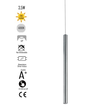 OBOE Hängedeckenleuchter aus dreiphasigem verchromtem Aluminiumrohr Led Cob 4000K