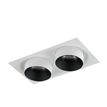 Lampada da incasso orientabile bianco e interno nero LED COB 4000K2x15W