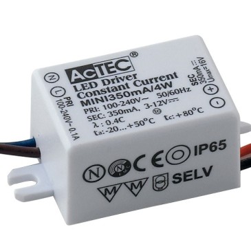 I-DRIVER/4W Driver 4W alimentatore per luce led output 350mA 2-12V DC input 100-240V 0,08A IP65