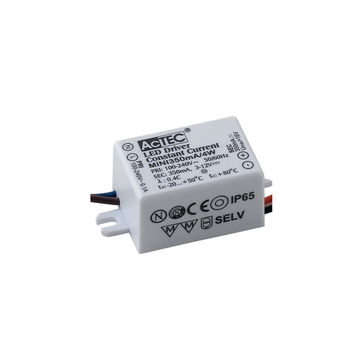 I-DRIVER/4W Driver 4W alimentatore per luce led output 350mA 2-12V DC input 100-240V 0,08A IP65