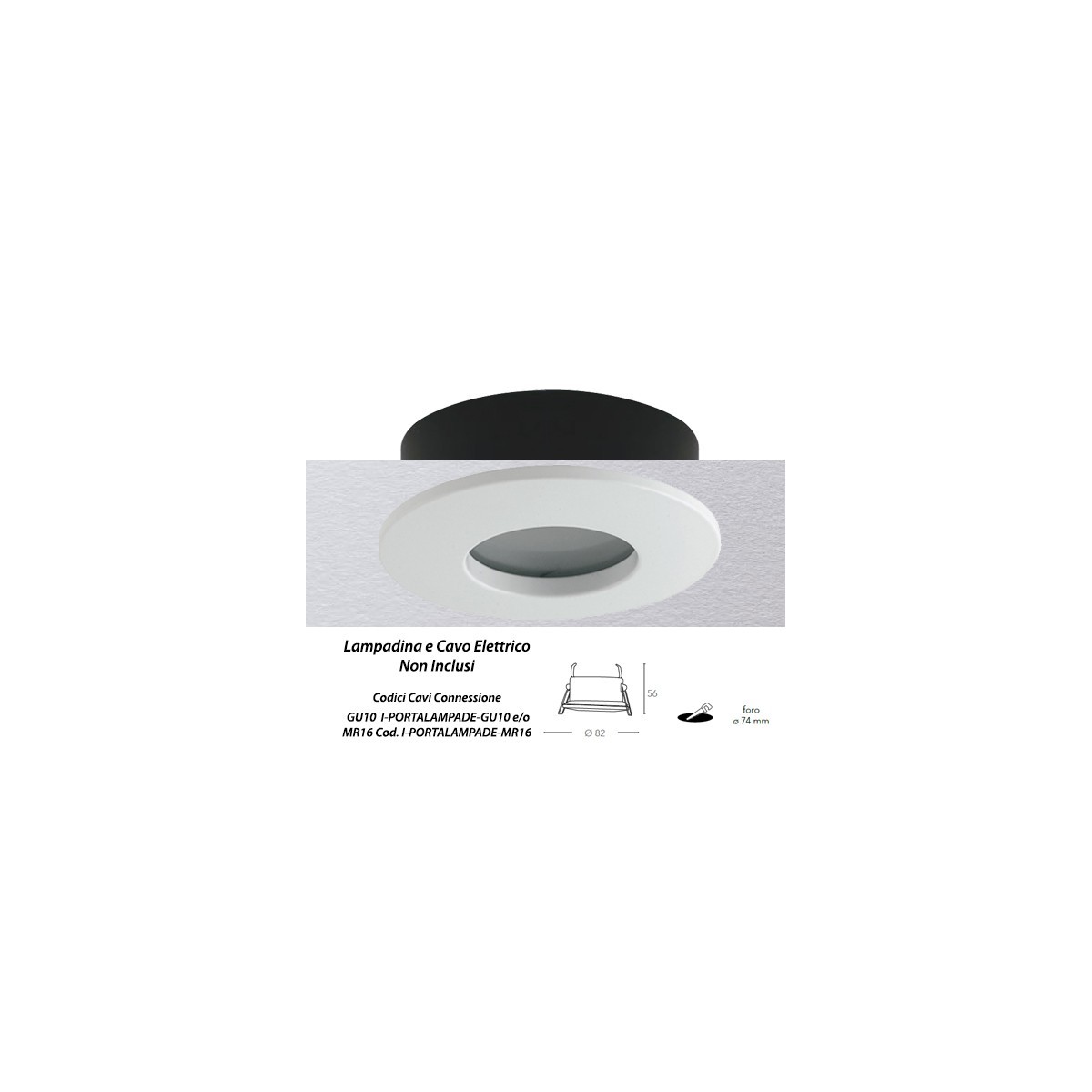 INC-VIPER-R-BCO Struttura da incasso VIPER per lampada GU10 tonda fissa bianca IP65 dm 82 mm