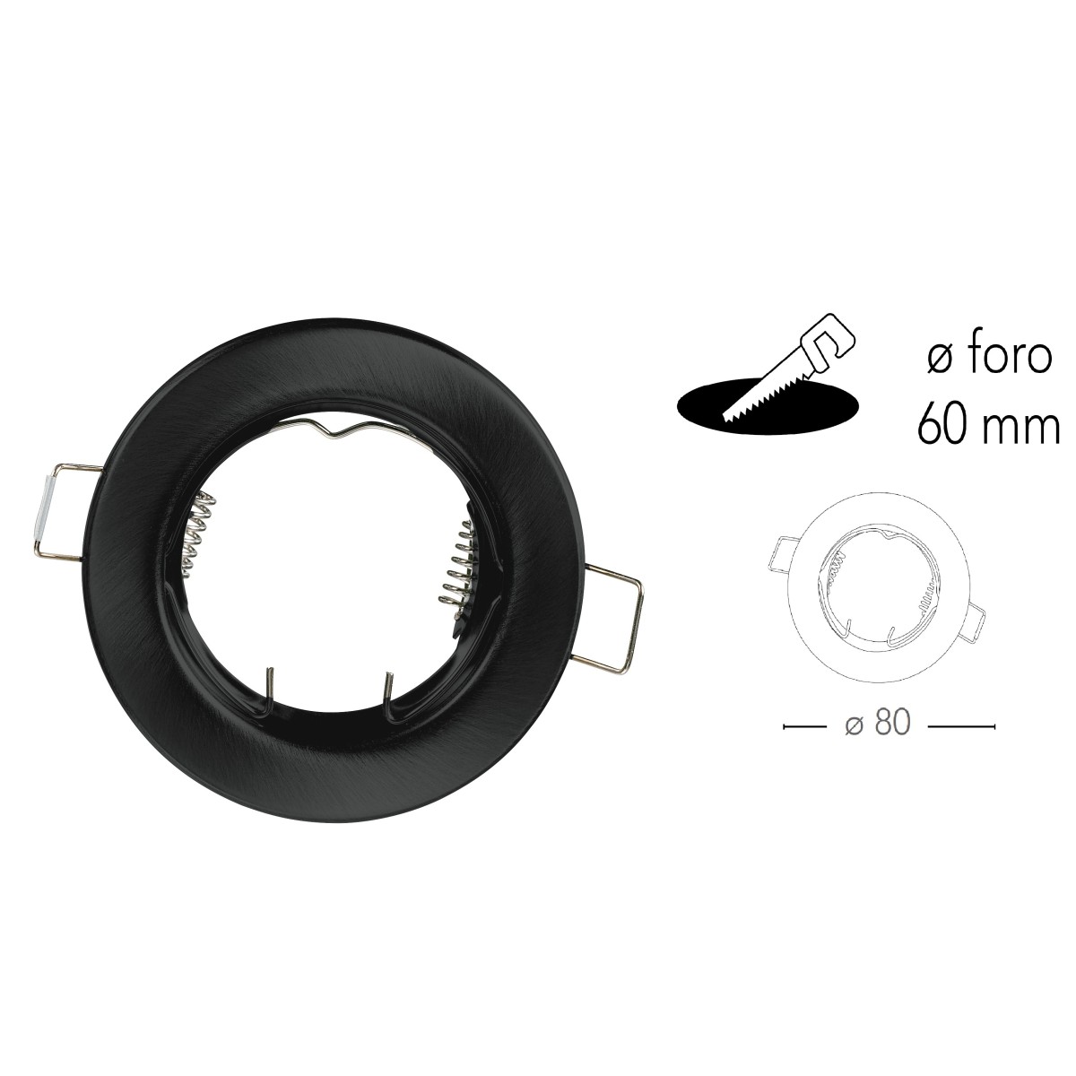 INC-REFLEX-SF1 NER Strutture da incasso REFLEX per lampade MR16 o GU10 colore nero tondo fisso dm 8 cm