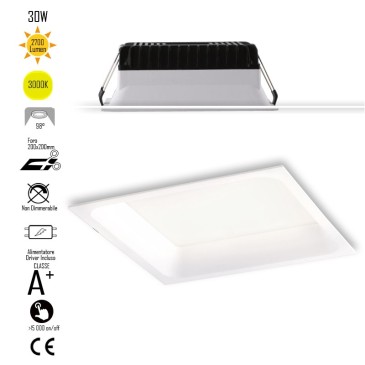 INC-XANTO-C-Q220 Lampada da incasso XANTO quadrata in alluminio bianca pressofuso con Led  SMD integrato 3000K- 2700Lm - 30W