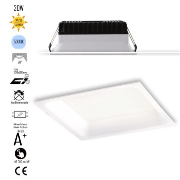 INC-XANTO-F-Q220 Lampada da incasso XANTO quadrata in alluminio bianca pressofuso con Led  SMD integrato 5000K- 2900Lm - 30W