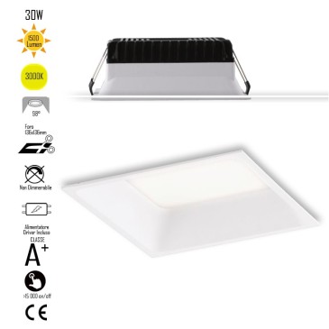 INC-XANTO-C-Q145 Lampada da incasso XANTO quadrata in alluminio bianca pressofuso con Led  SMD integrato 3000K- 1500Lm - 18W