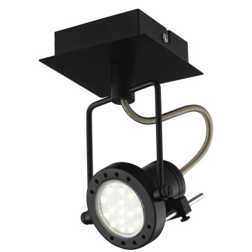 SPOT-TECHNO-1 NER Faretti  lampade Spot in metallo TECHNO con finitura nero satinato 1xGU10 6W LED orientabili