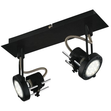 SPOT-TECHNO-2 NER Faretti  lampade Spot in metallo TECHNO con finitura nero satinato 2xGU10 6W LED orientabili