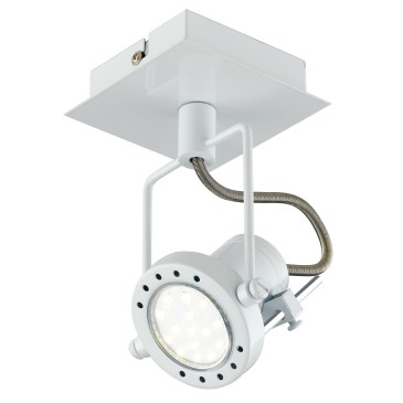 SPOT-TECHNO-1 BCO Faretti  lampade Spot in metallo TECHNO con finitura bianco satinato 1xGU10 6W LED orientabili