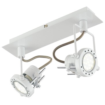 SPOT-TECHNO-2 BCO Faretti  lampade Spot in metallo TECHNO con finitura bianco satinato 2xGU10 6W LED orientabili