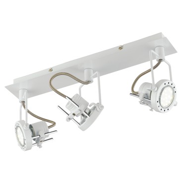 SPOT-TECHNO-3 BCO Faretti  lampade Spot in metallo TECHNO con finitura bianco satinato 3xGU10 6W LED orientabili