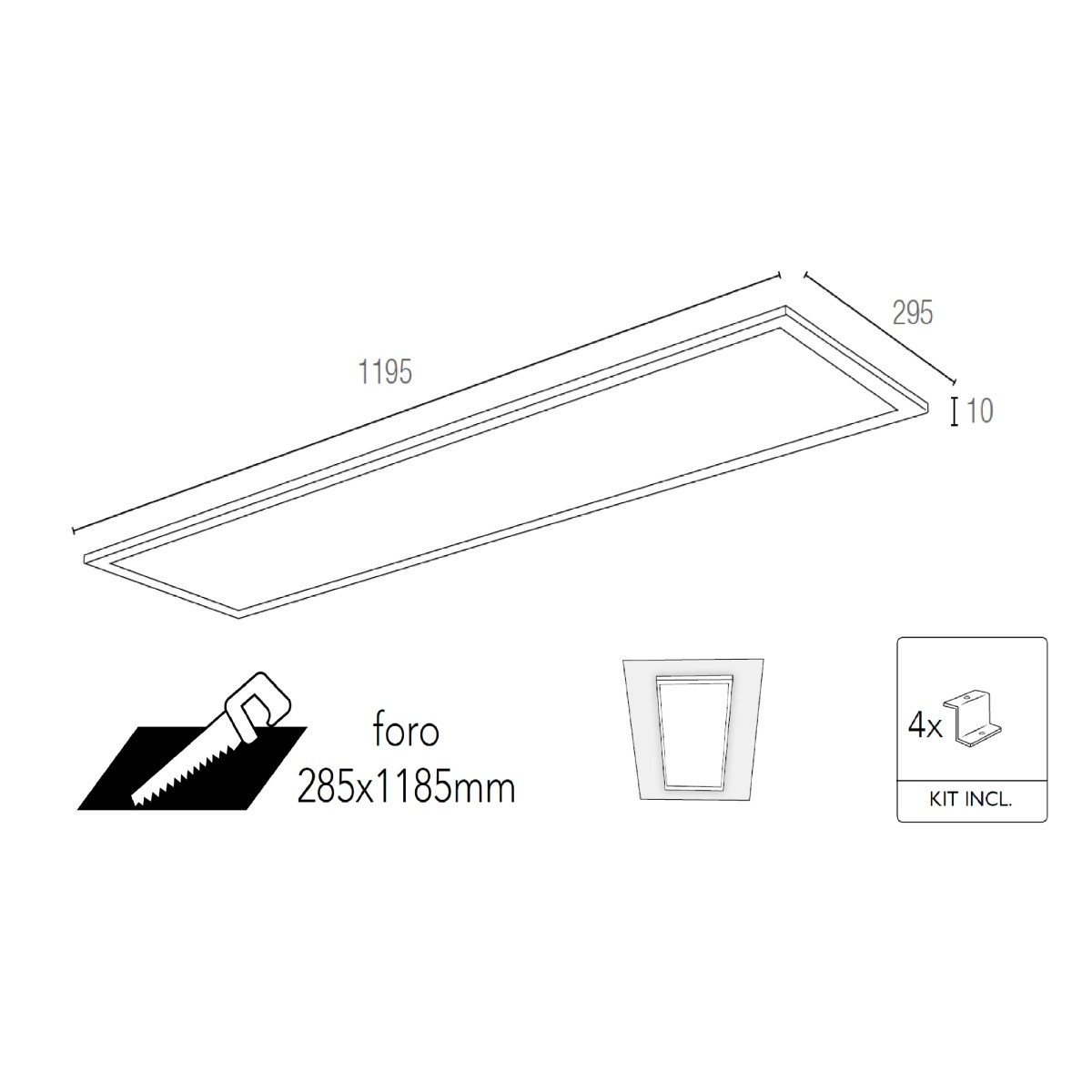 LED-PANEL-30X120-CCT Pannello led PANEL in alluminio bianco 30x120 cm dimmerabile e cambio colore con telecomando