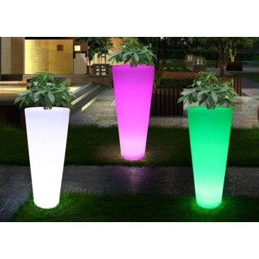 I-GECO-VASO-R-XL Lampada vaso da giardino GECO bianco a LED RGB dimmerabile cambia colore dm 38 cm Altezza 90 cm