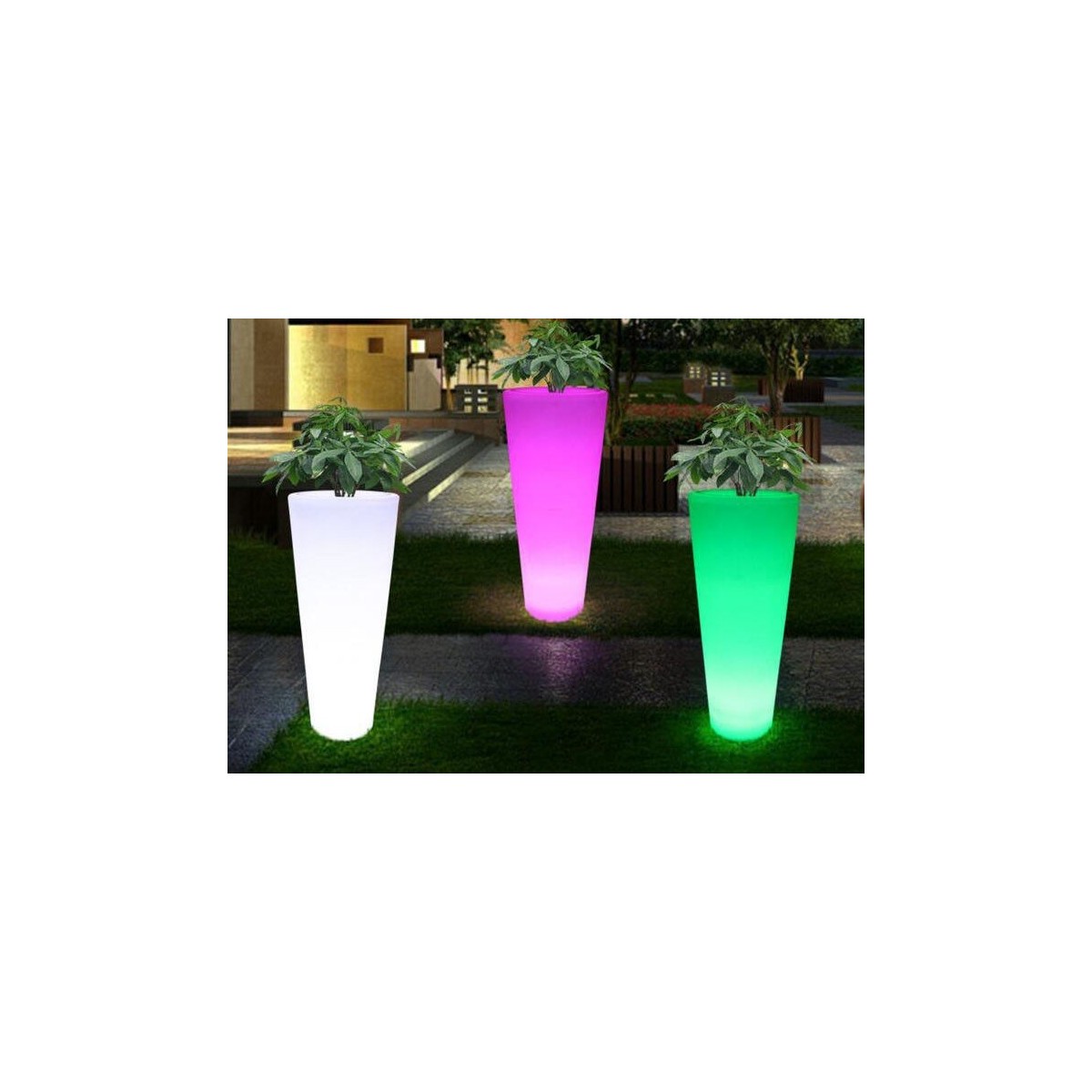 I-GECO-VASO-R-XL Lampada vaso da giardino GECO bianco a LED RGB dimmerabile cambia colore dm 38 cm Altezza 90 cm