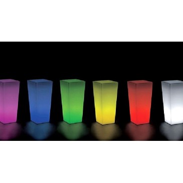 I-GECO-VASO-Q-XL Lampada vaso da giardino GECO bianco a LED RGB dimmerabile cambia colore 38x38 cm Altezza 90 cm