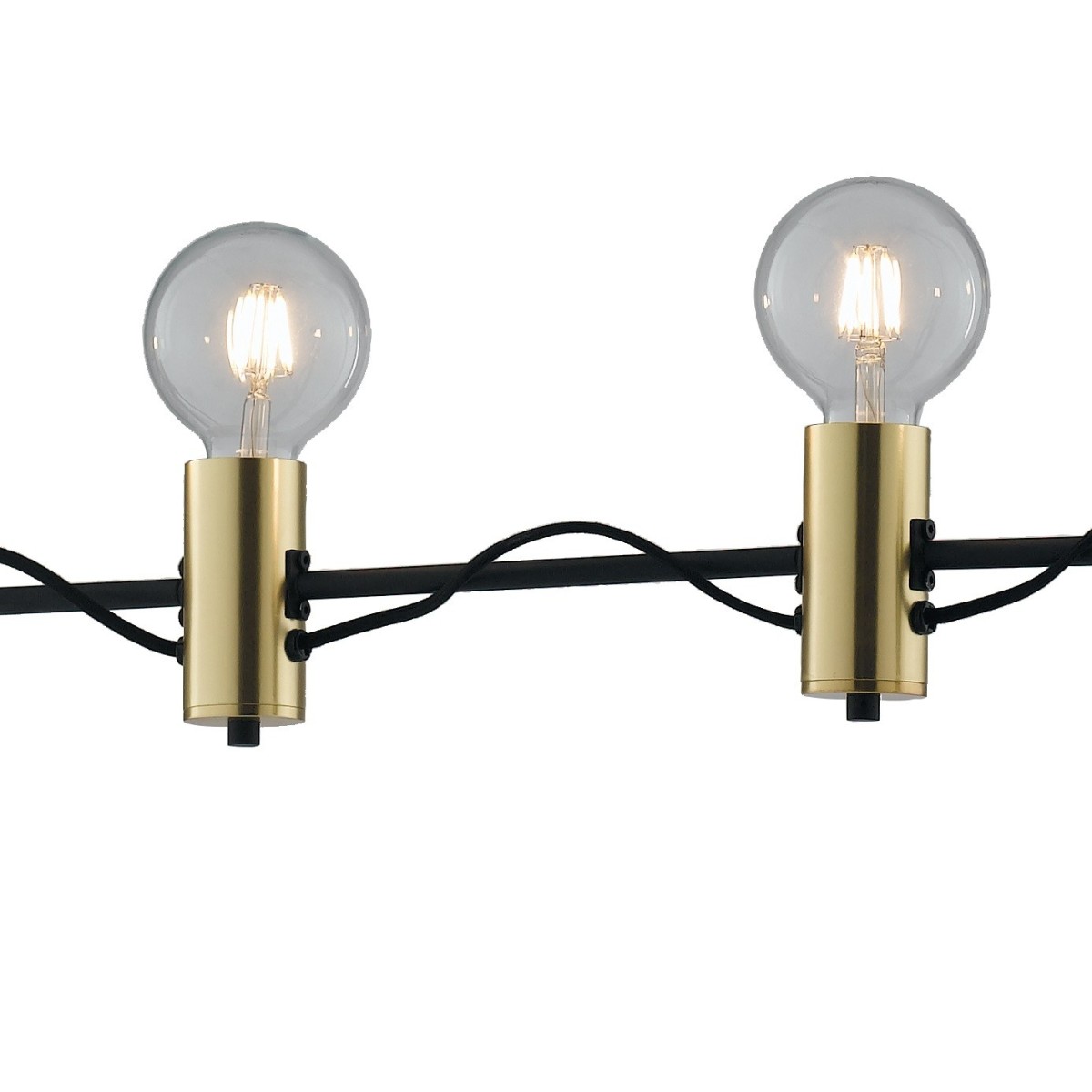 Lampadario a soffitto Axon vintage sospensione con 5 porta lampade oro e  cavo in tessuto nero