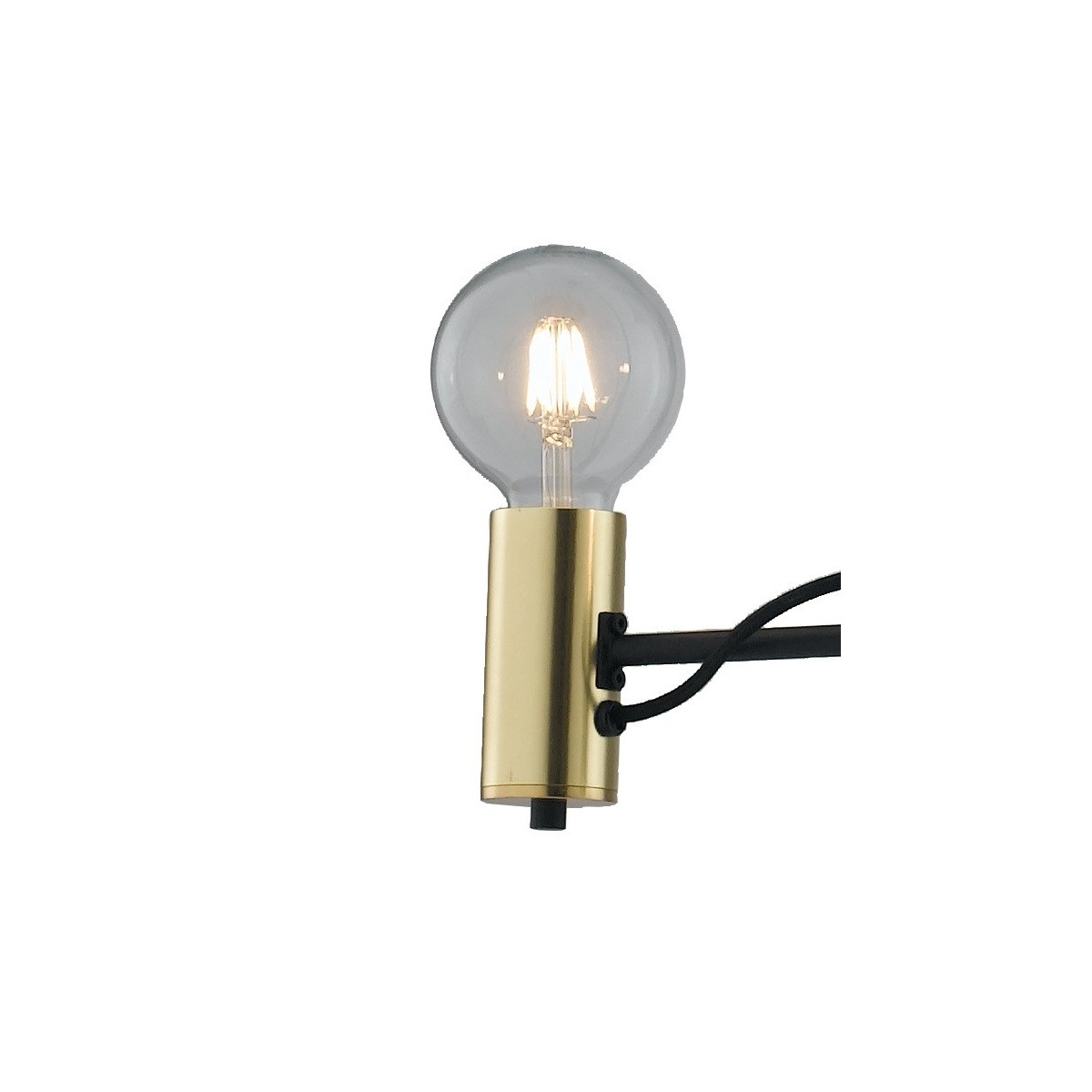 Lampadario a soffitto Axon vintage sospensione con 5 porta lampade oro e  cavo in tessuto nero